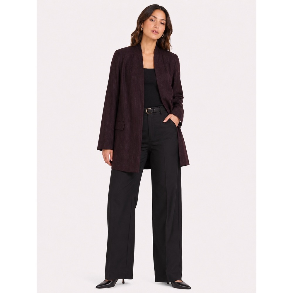 Dana Kay Blazer Women 24W Burgundy Pinstripe Open Front Longline Professional